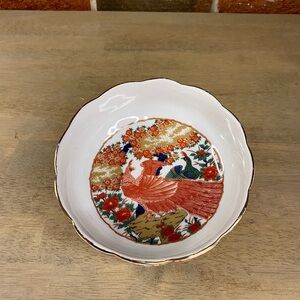 Arita Imari Peacock porcelain embossed soup/cereal bowls 6”